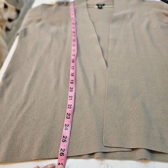 Eileen Fisher Cardigan Large Italian Yarn Beige Tan Open Front Sweater Career - Picture 7 of 9